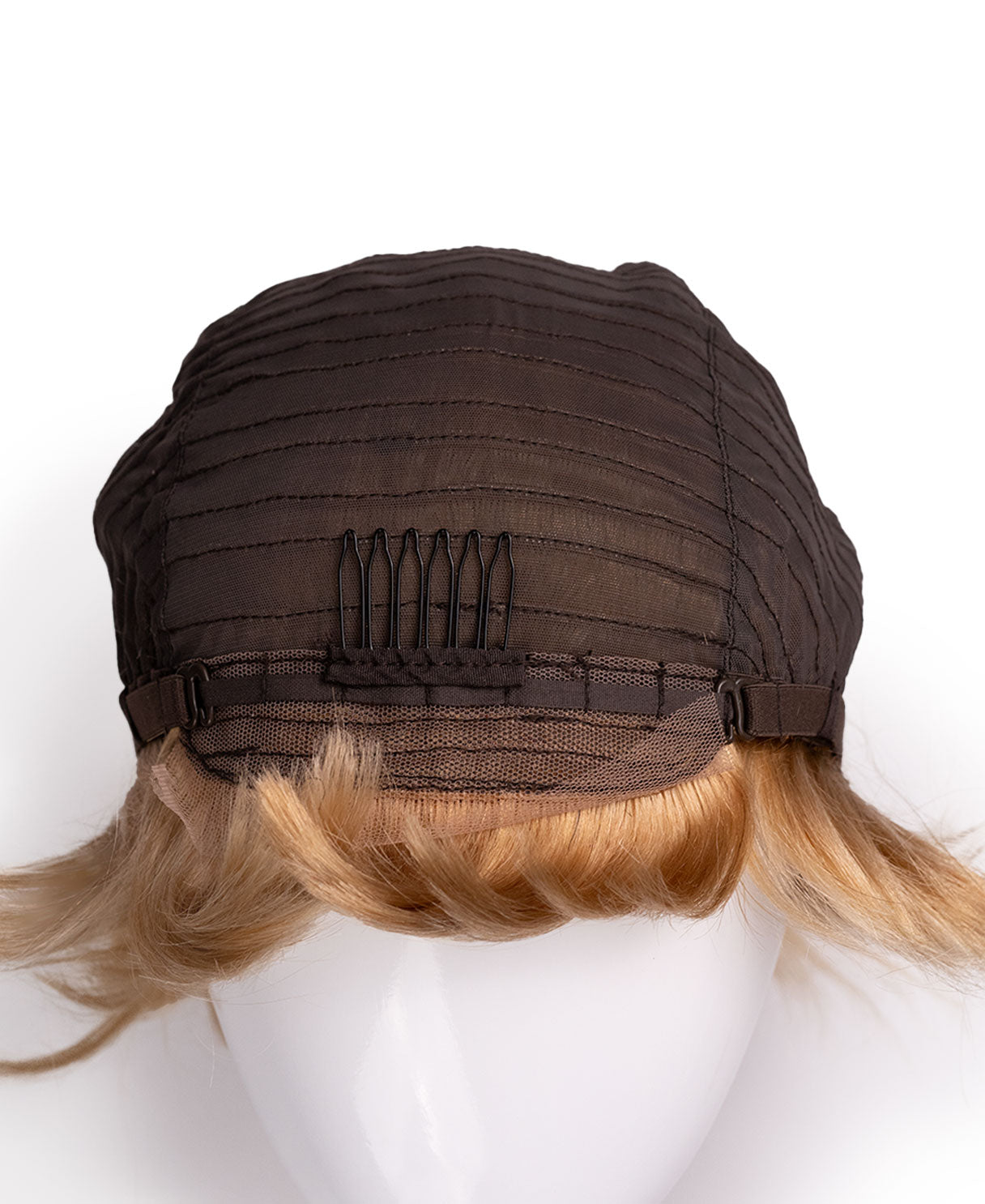 wedge cut human wig - 8" honey blonde.