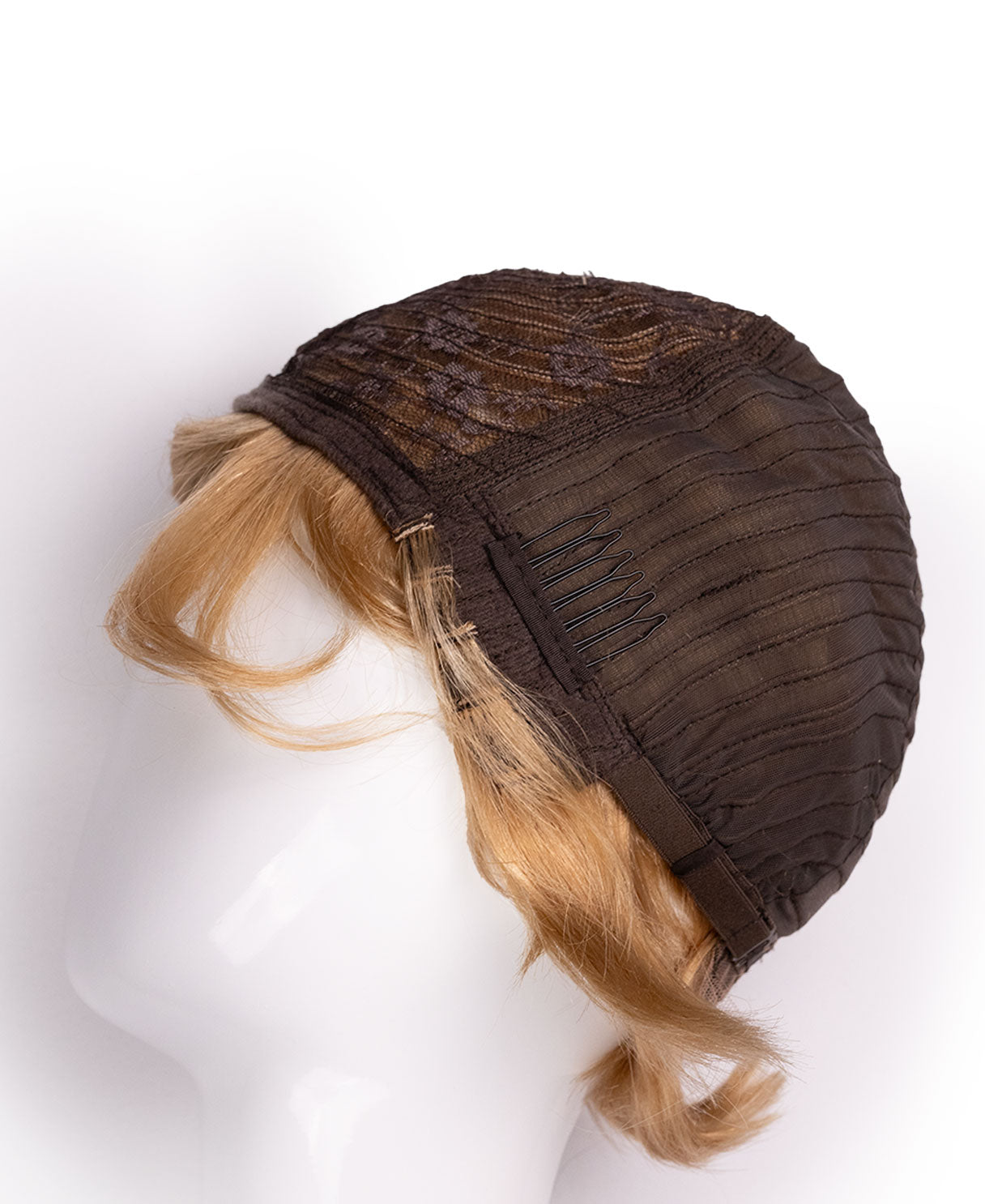 wedge cut human wig - 8" honey blonde.