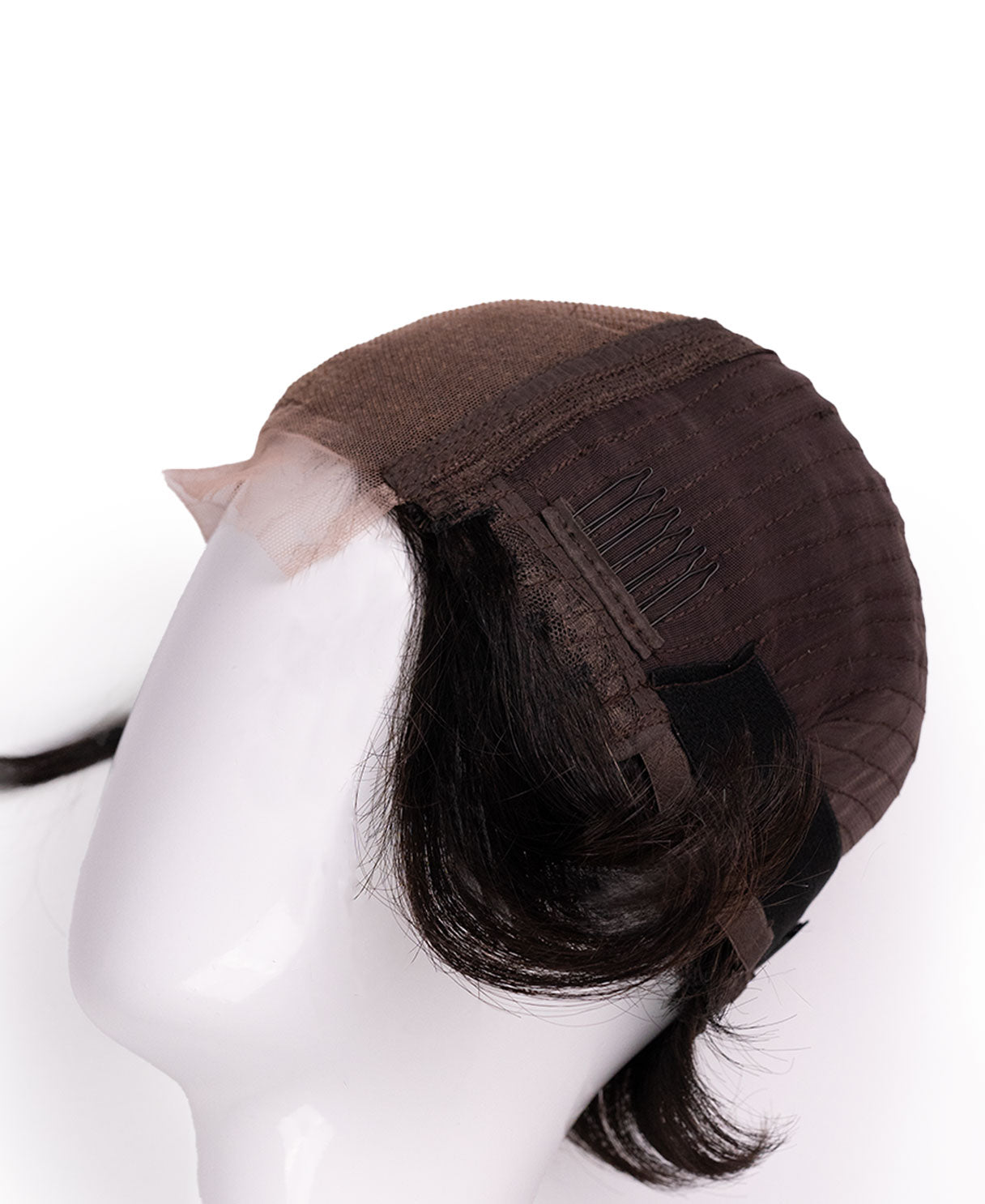 4x4 side bang lace front wig - 6" dark brown.