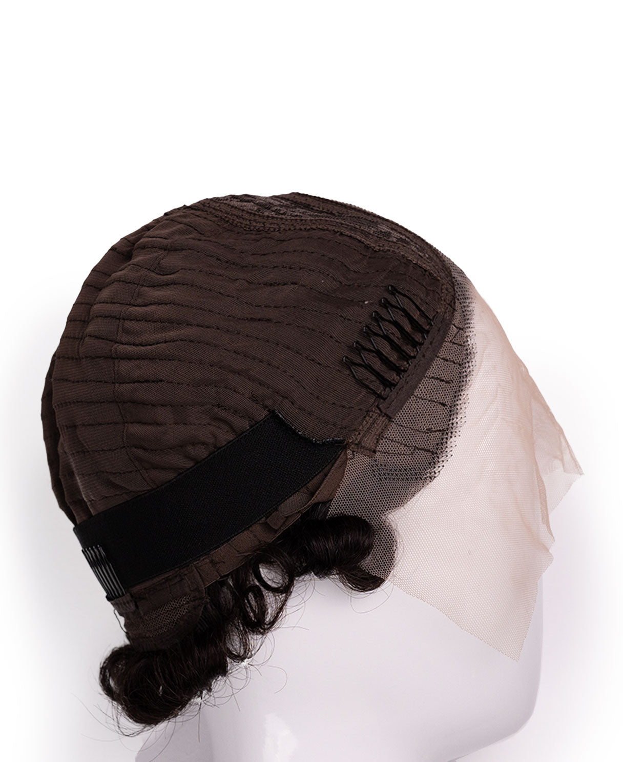 t-part curly human wig - 6" natural black.