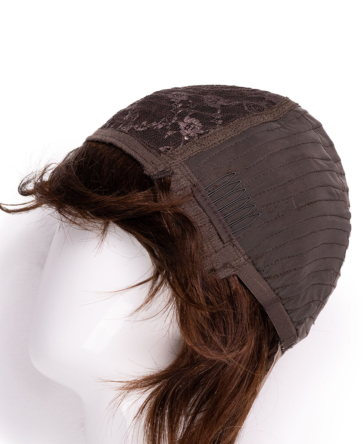 wedge cut with bangs human wig - 8" chocolate brown.