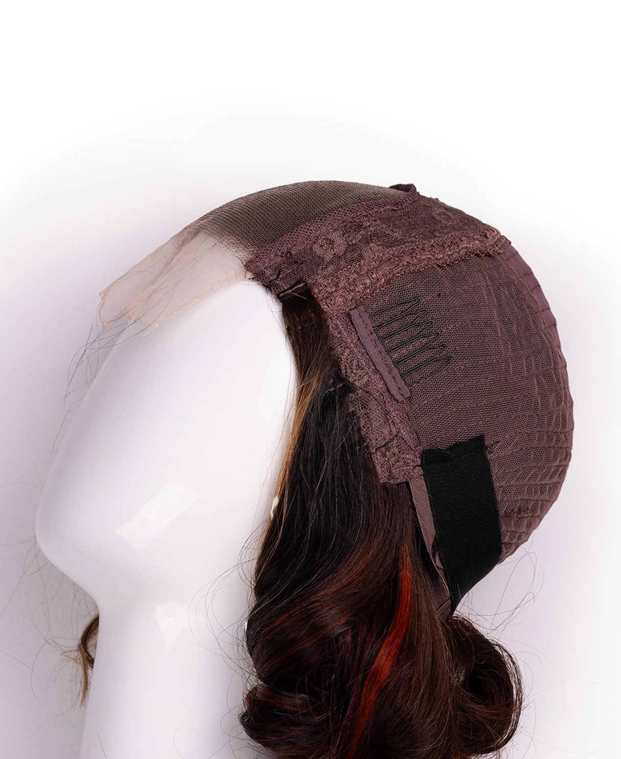 4x4 lace front wig - 10" - brown with colored highlights.