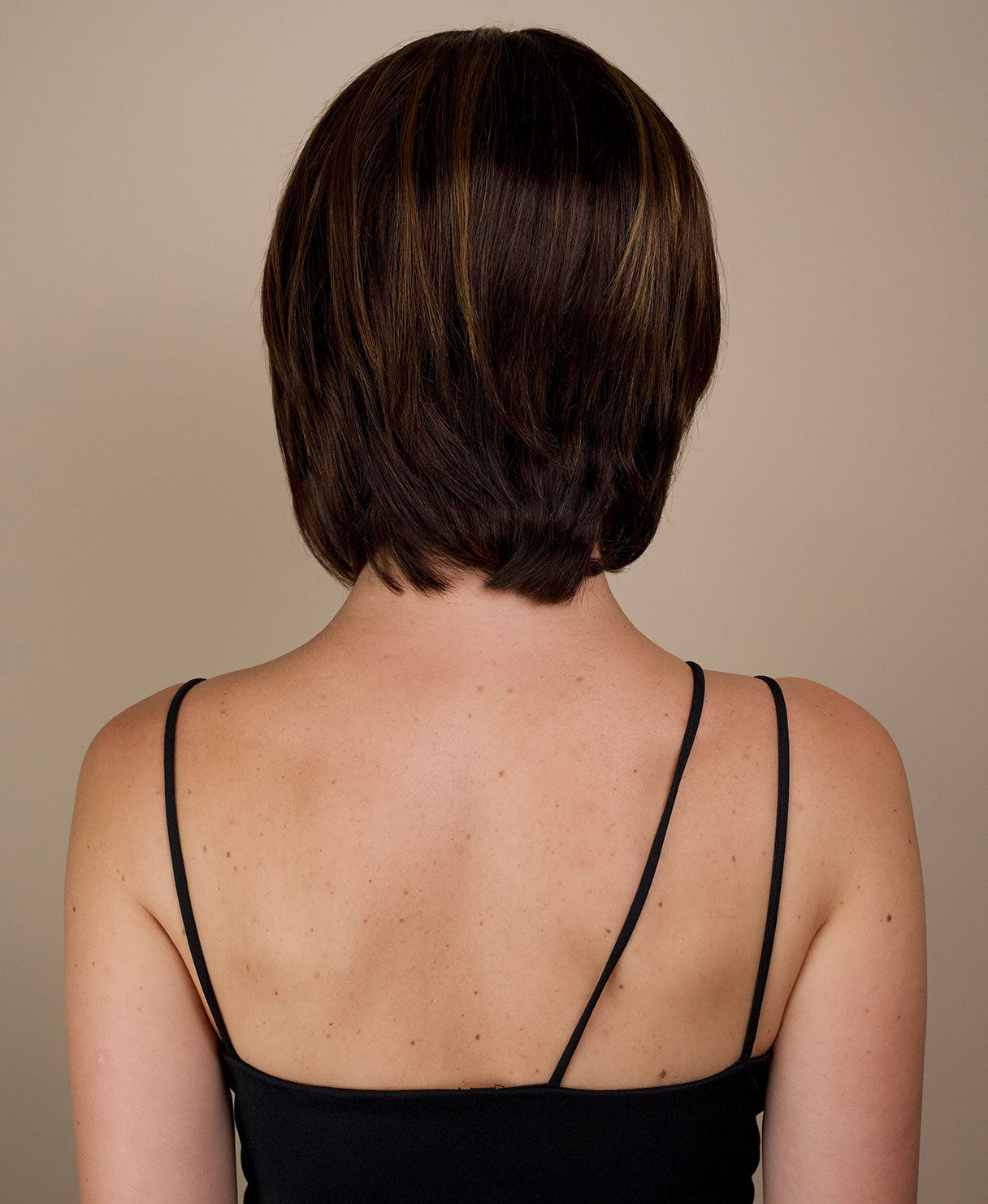 bob with side bangs - 10" brown highlights.