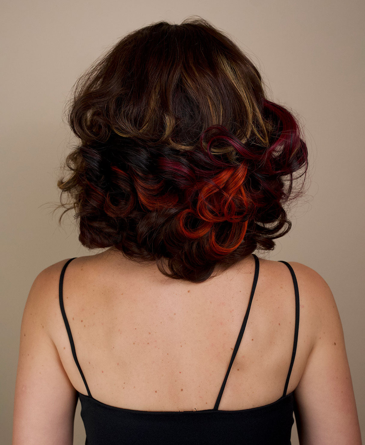 4x4 lace front wig - 10" - brown with colored highlights.