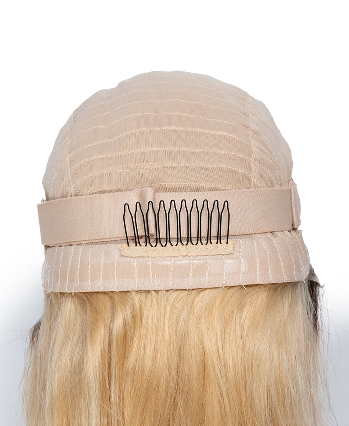 put on & go human wig - 20" rooted blonde.