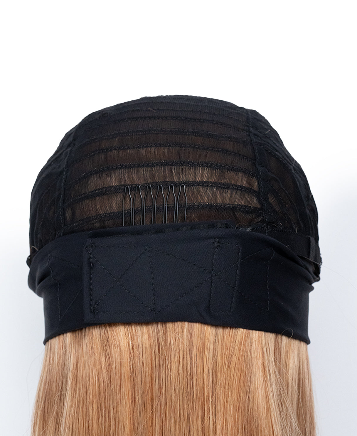 headband human hair wig - 18" strawberry blonde.