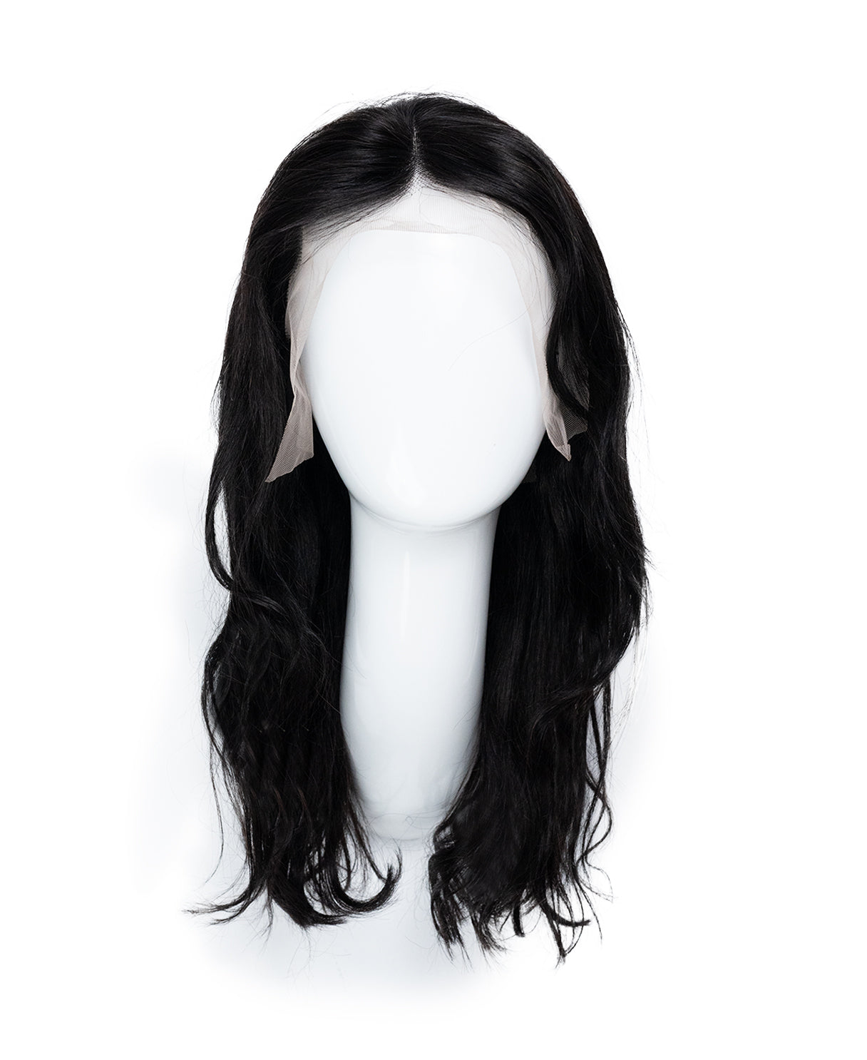 lace front wavy human wig - 18" natural black.