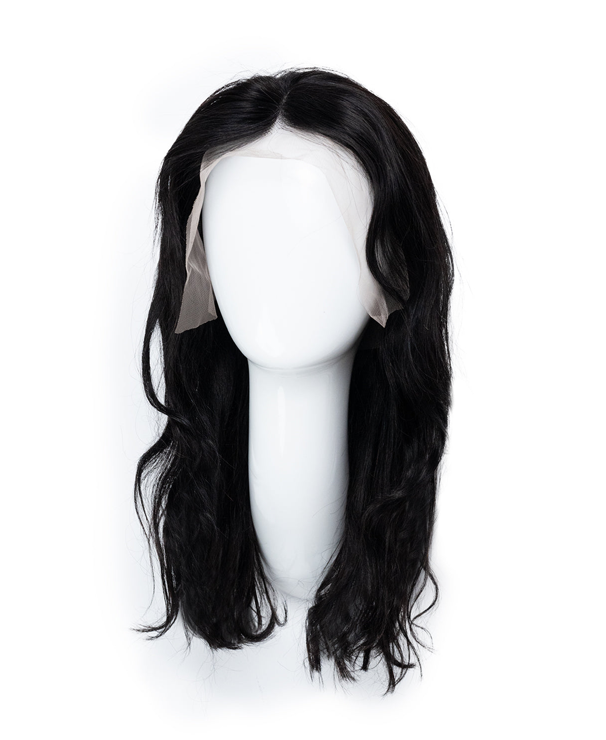 lace front wavy human wig - 18" natural black.