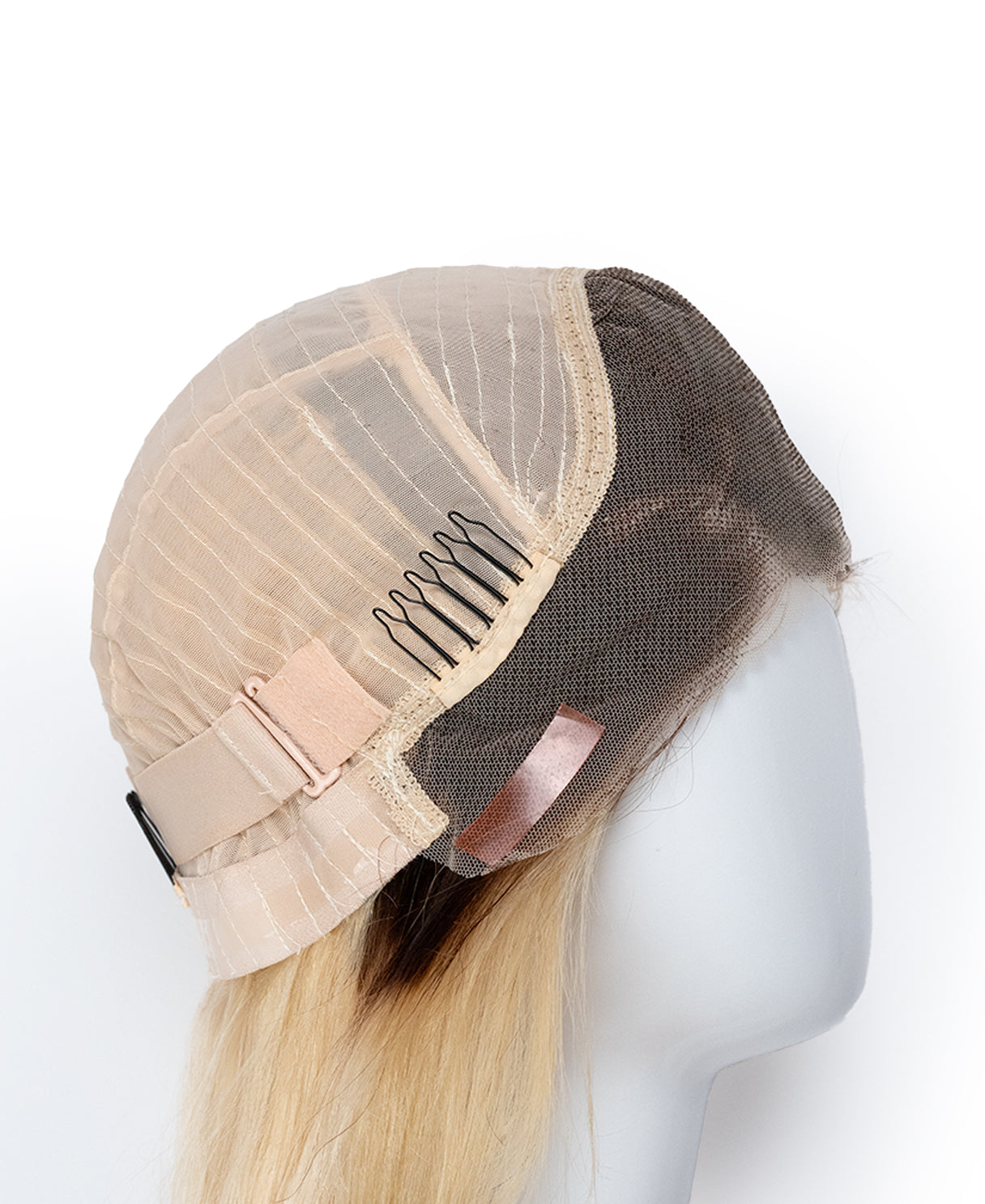 put on & go human wig - 20" rooted blonde.