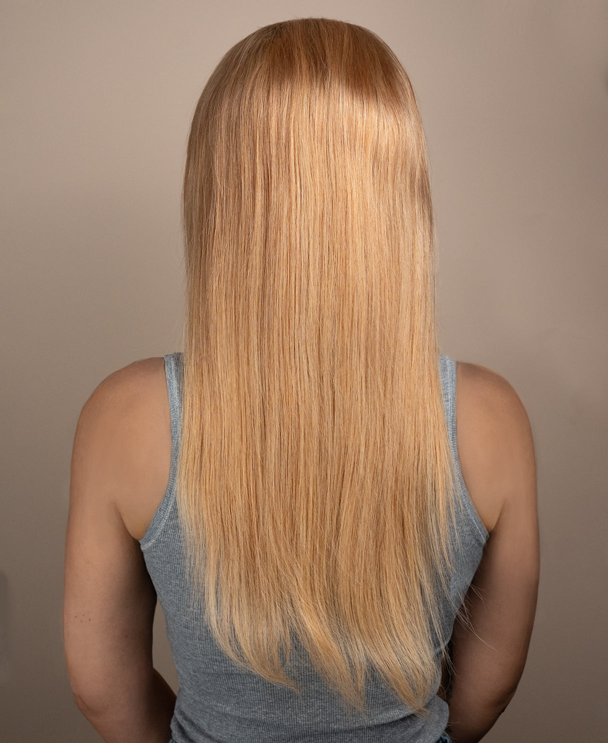 headband human hair wig - 18" strawberry blonde.