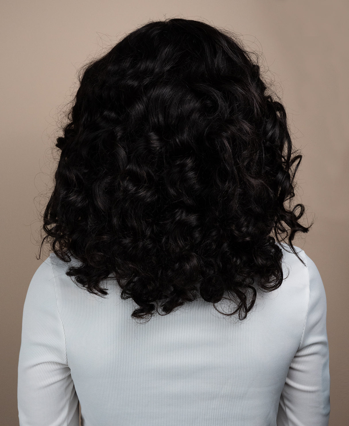 lace front human wig - 16" 3a bouncy curls natural black.