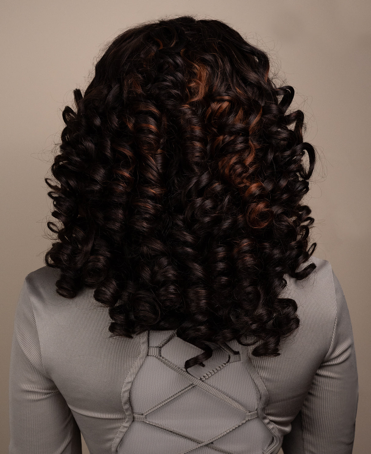 4x4 lace front human wig - 18" 3a curly brown highlights.