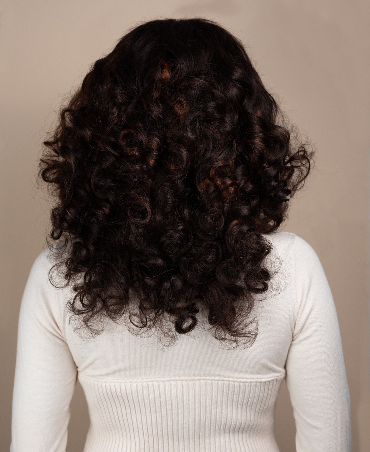 4x4 lace front human wig - 18" 3a curly brown highlights.