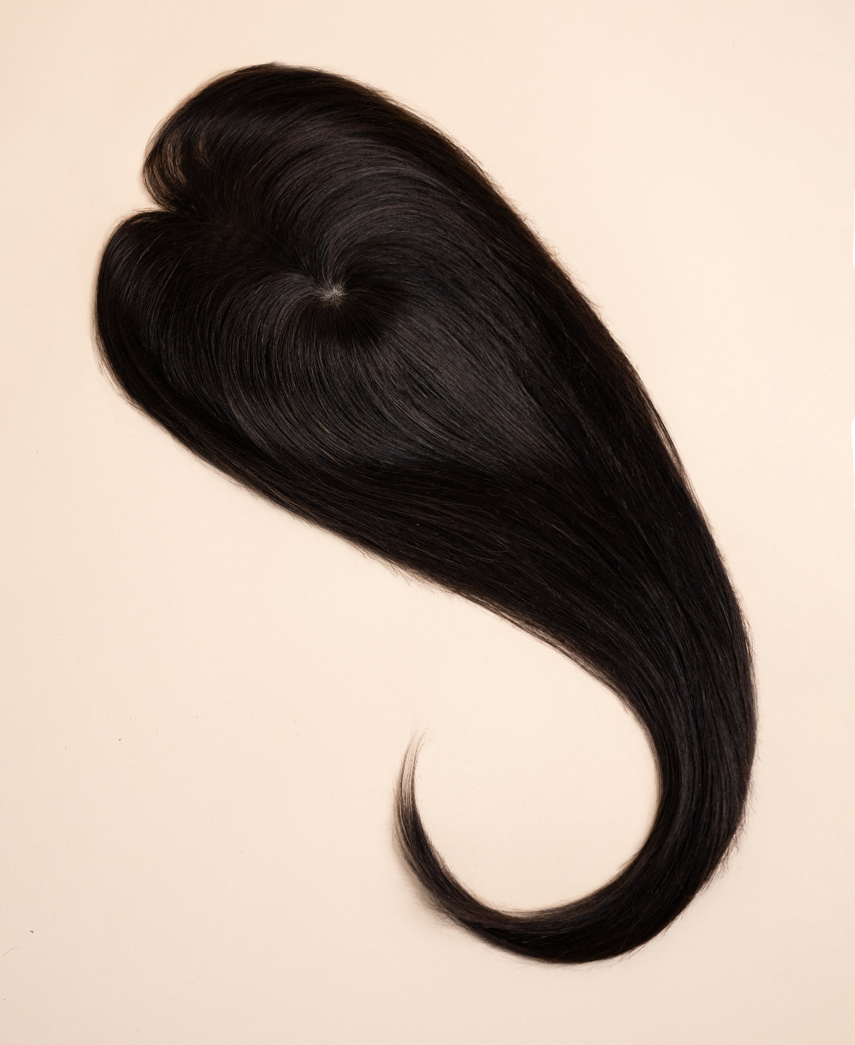 hair topper with bangs 12" dark brown.