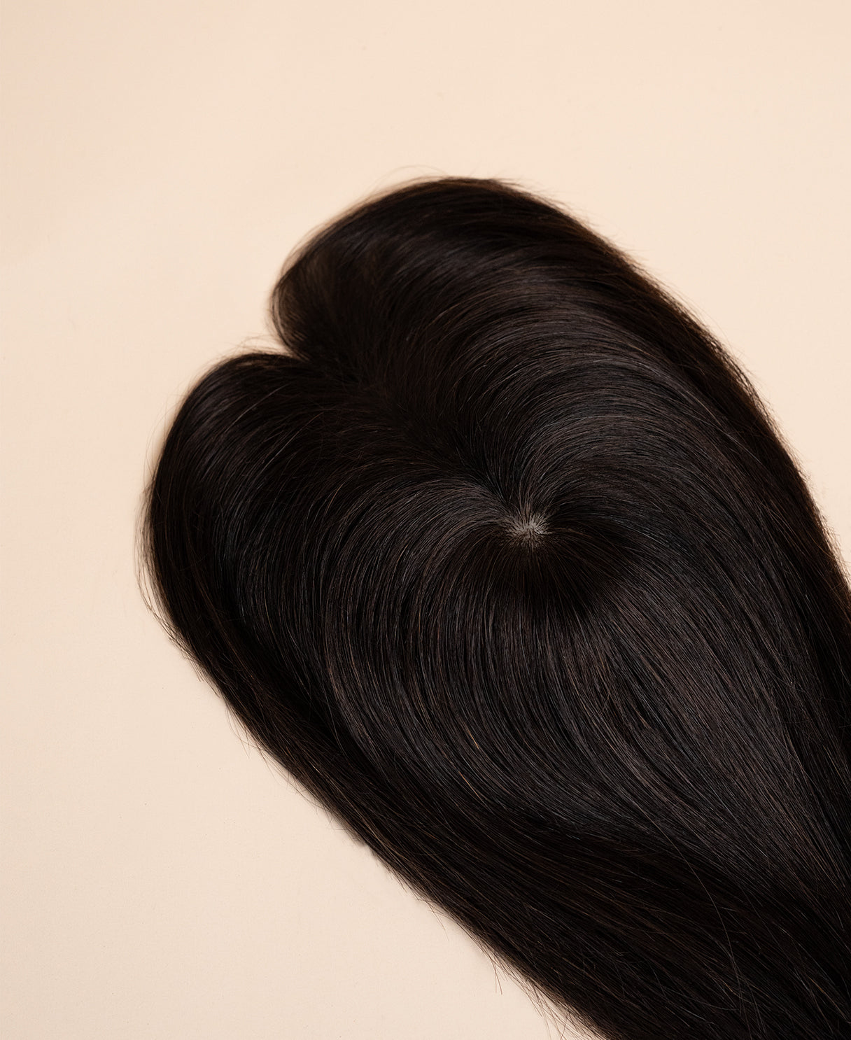 hair topper with bangs 12" dark brown.