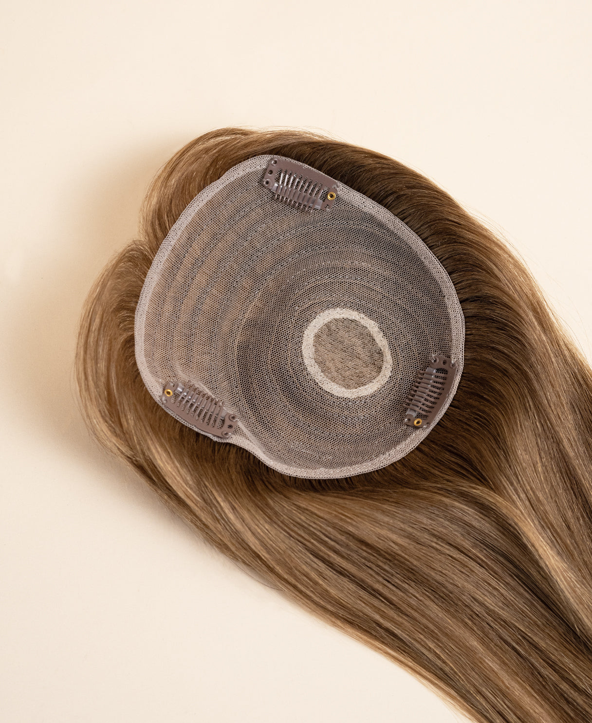 hair topper with bangs 12" dark blonde.