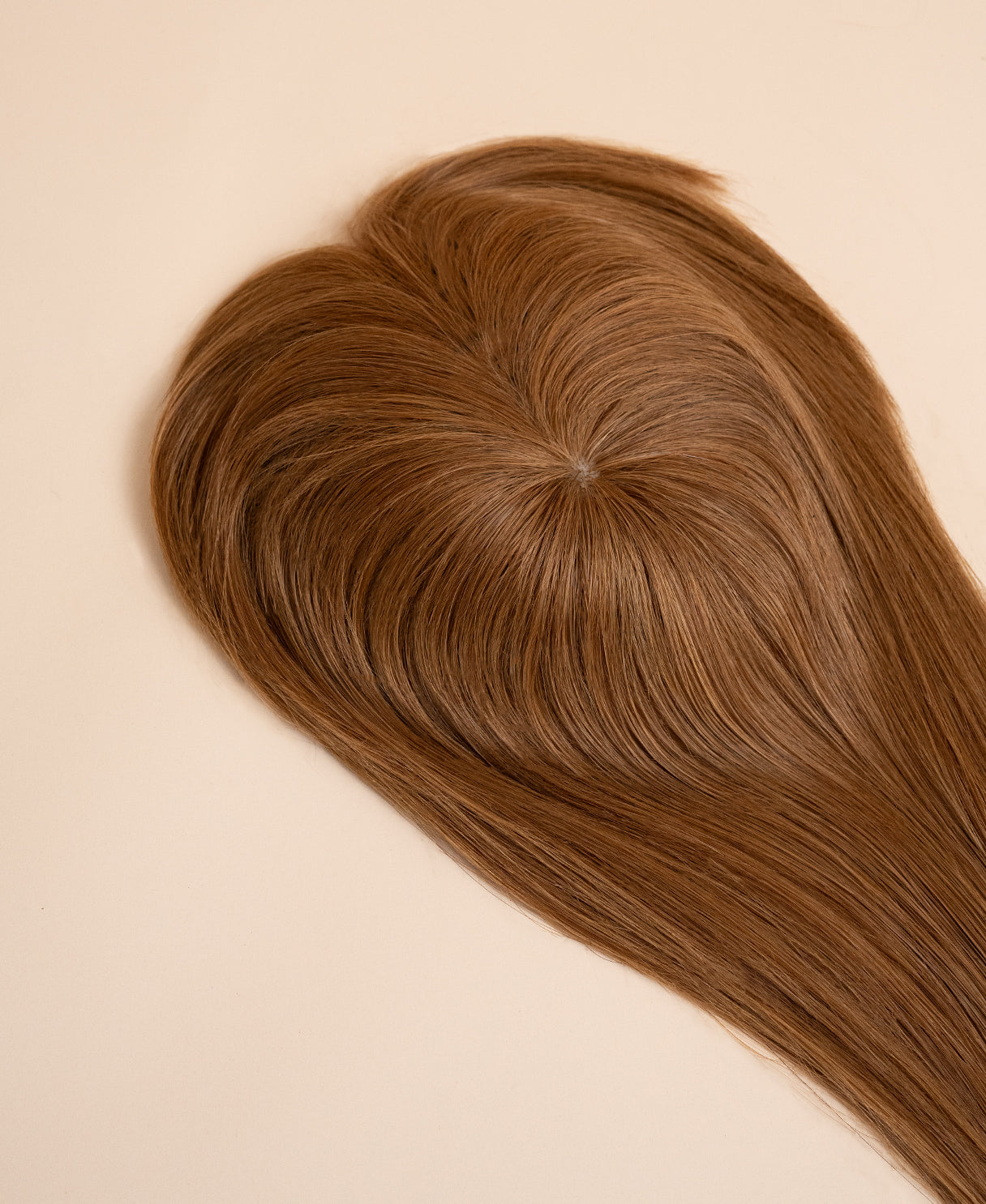 hair topper with bangs 12" light brown.