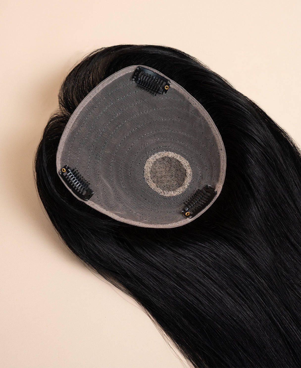 hair topper with bangs 12" jet black.