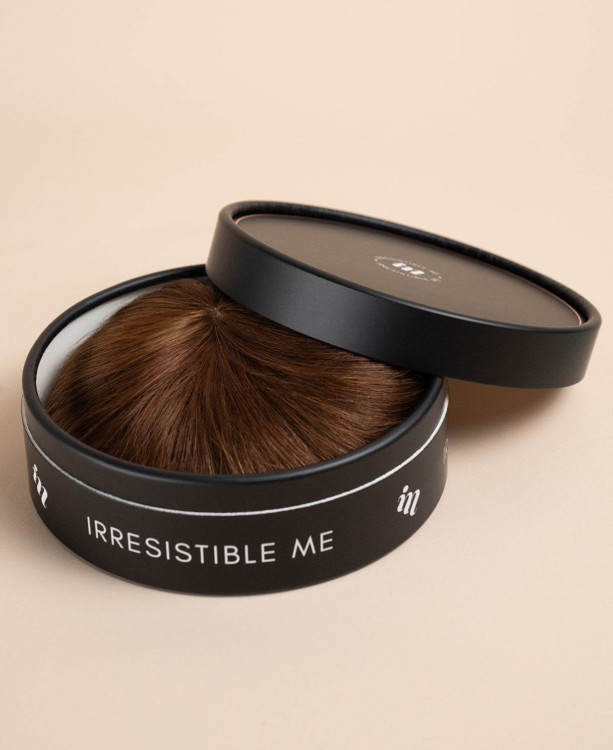 hair topper with bangs 12" medium brown.