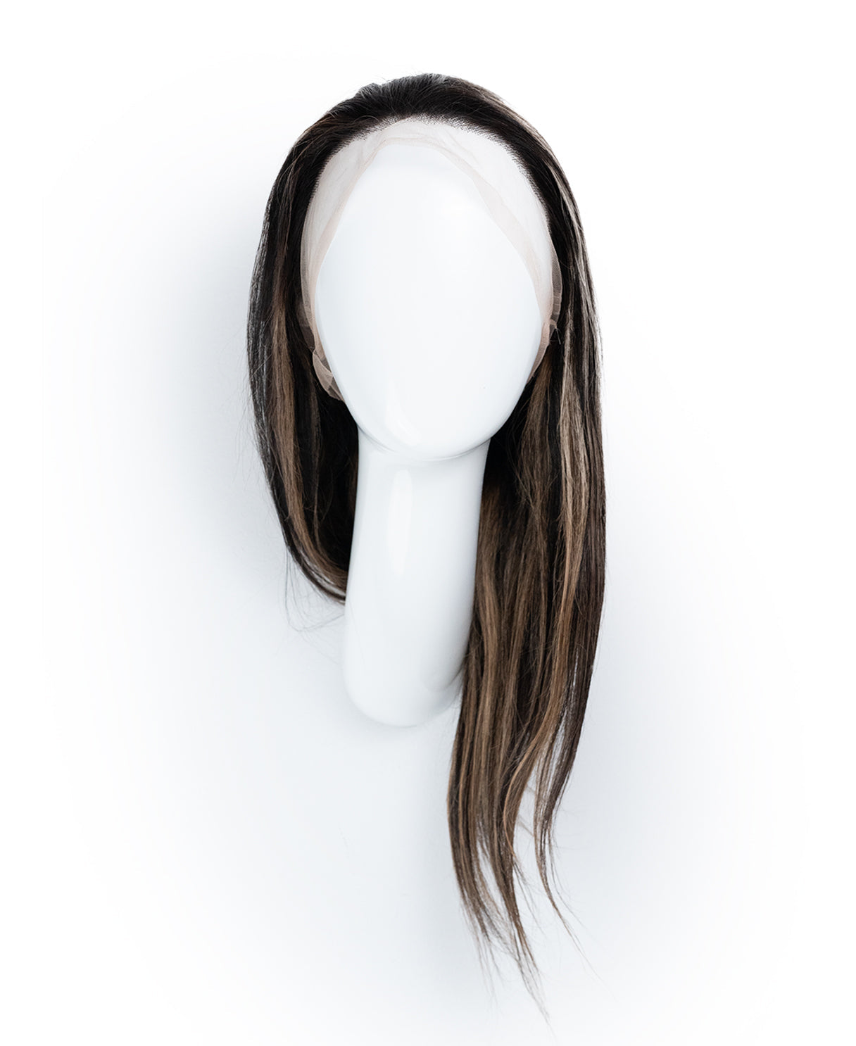 full lace human wig - 12" dark highlights.