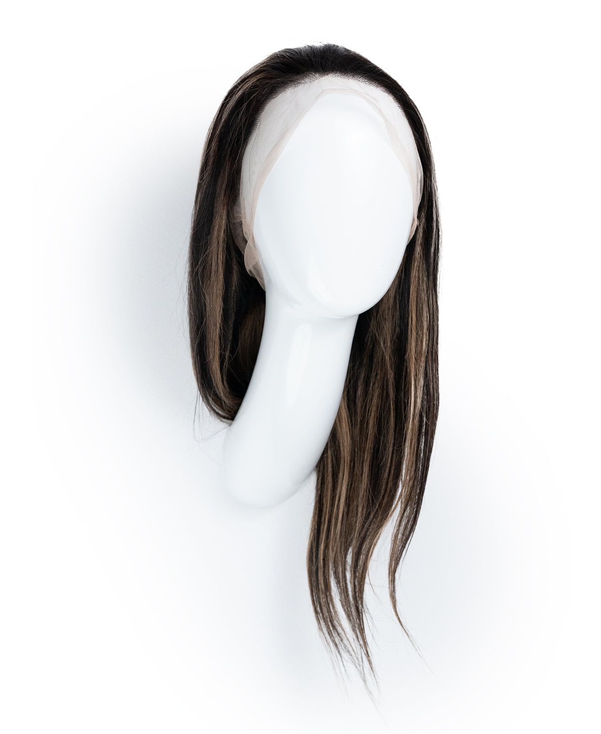 full lace human wig - 12" dark highlights.