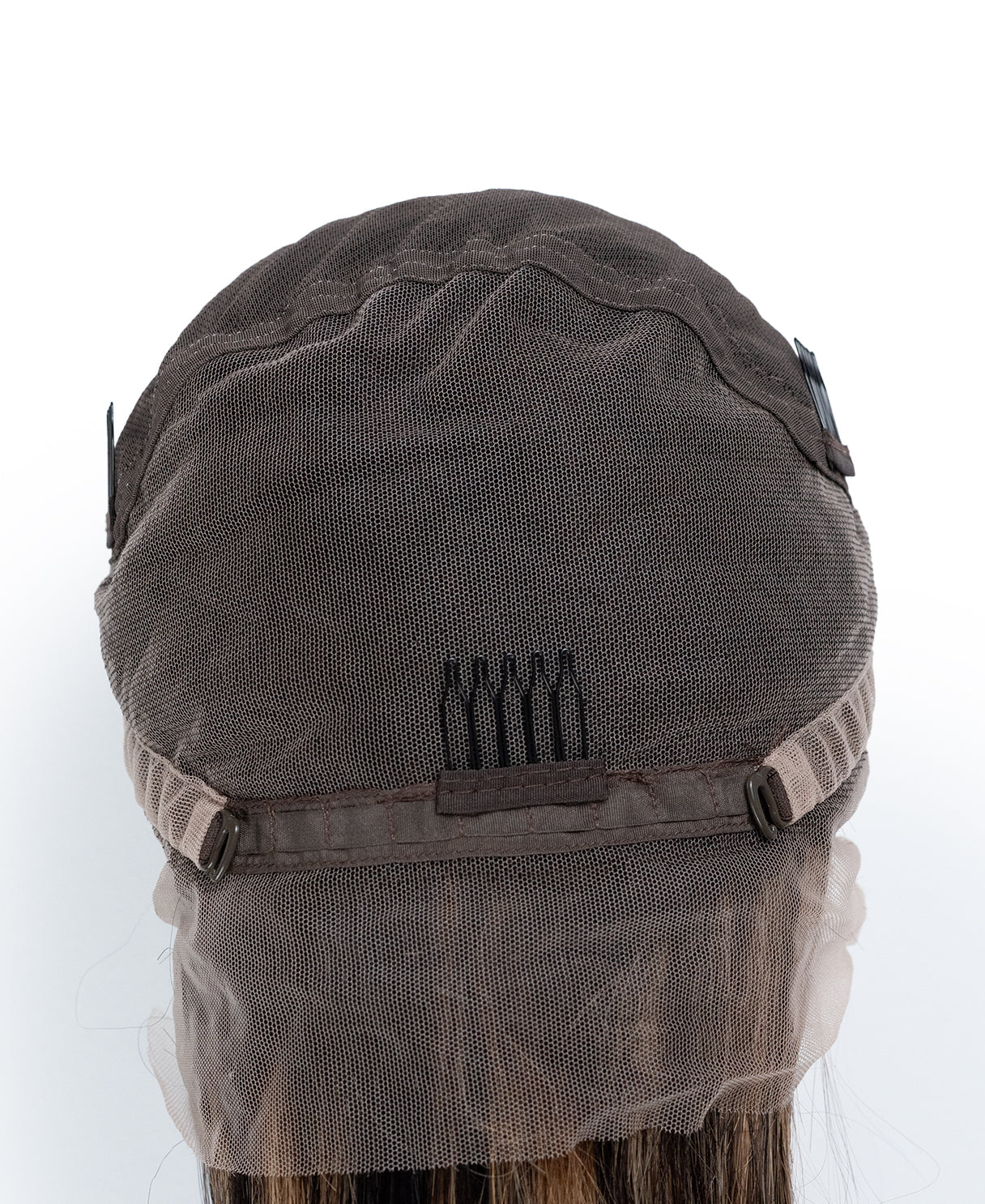 full lace human wig - 14" dark highlights.