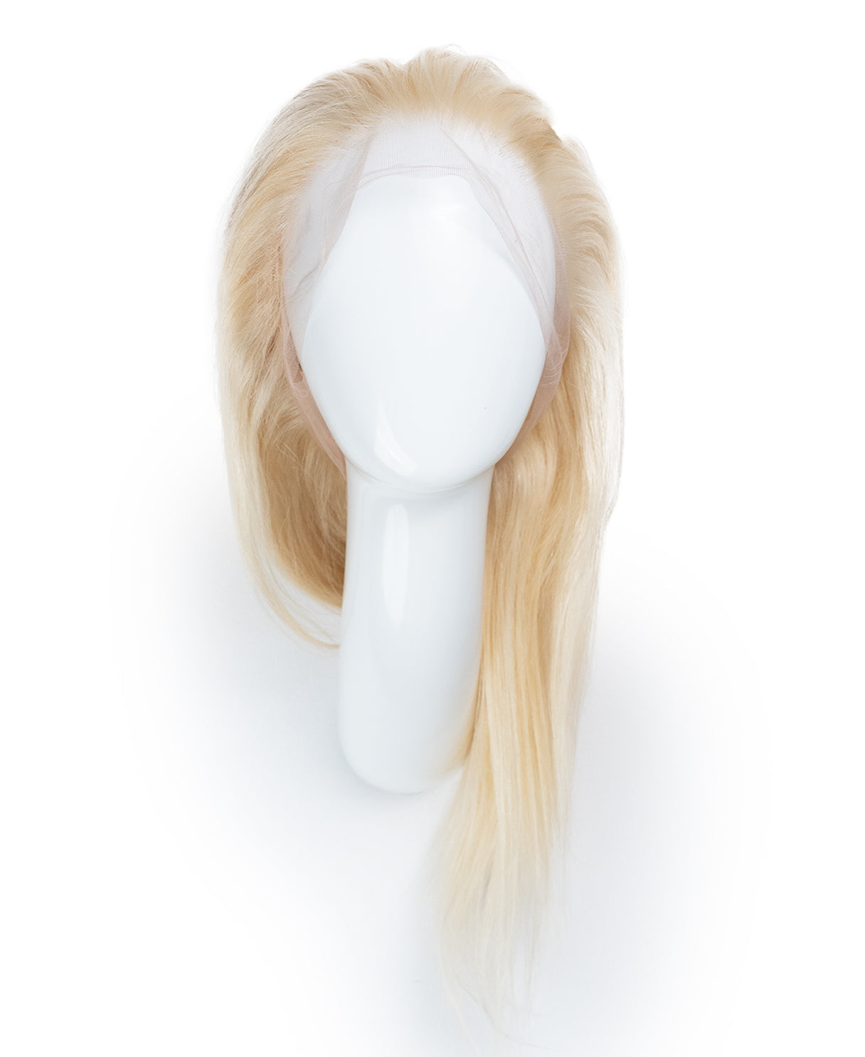 full lace human wig - 12" platinum blonde.