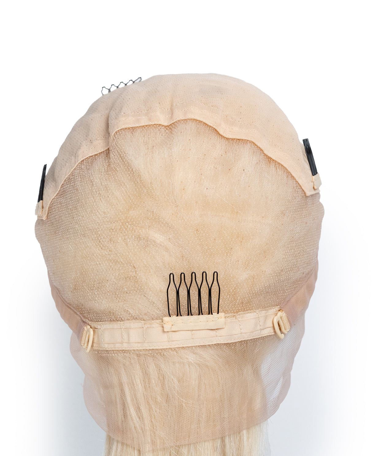 full lace human wig - 16" platinum blonde.