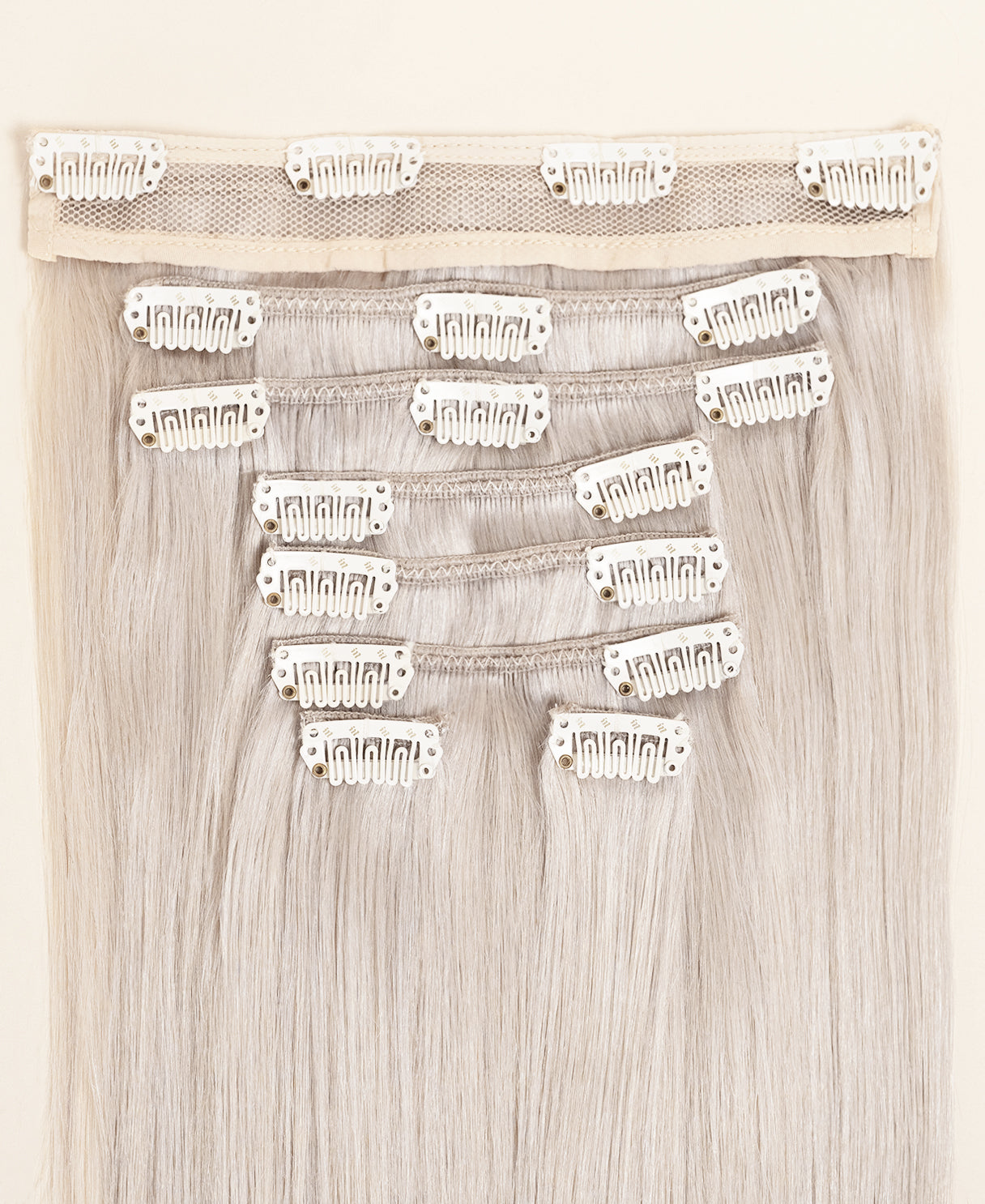 clip-in hair extensions icy blonde.