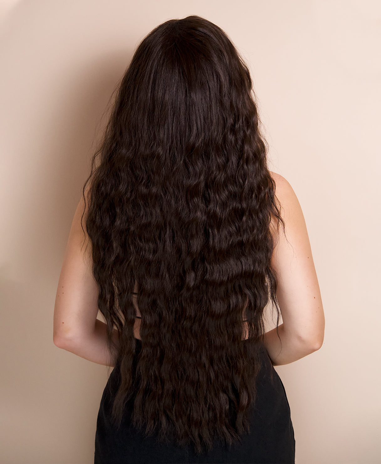 vegan fiber mermaid waves wig - 32" medium brown.