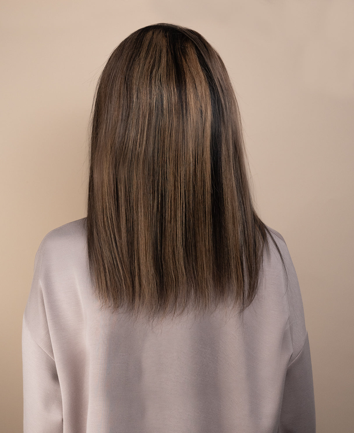 full lace human wig - 12" dark highlights.