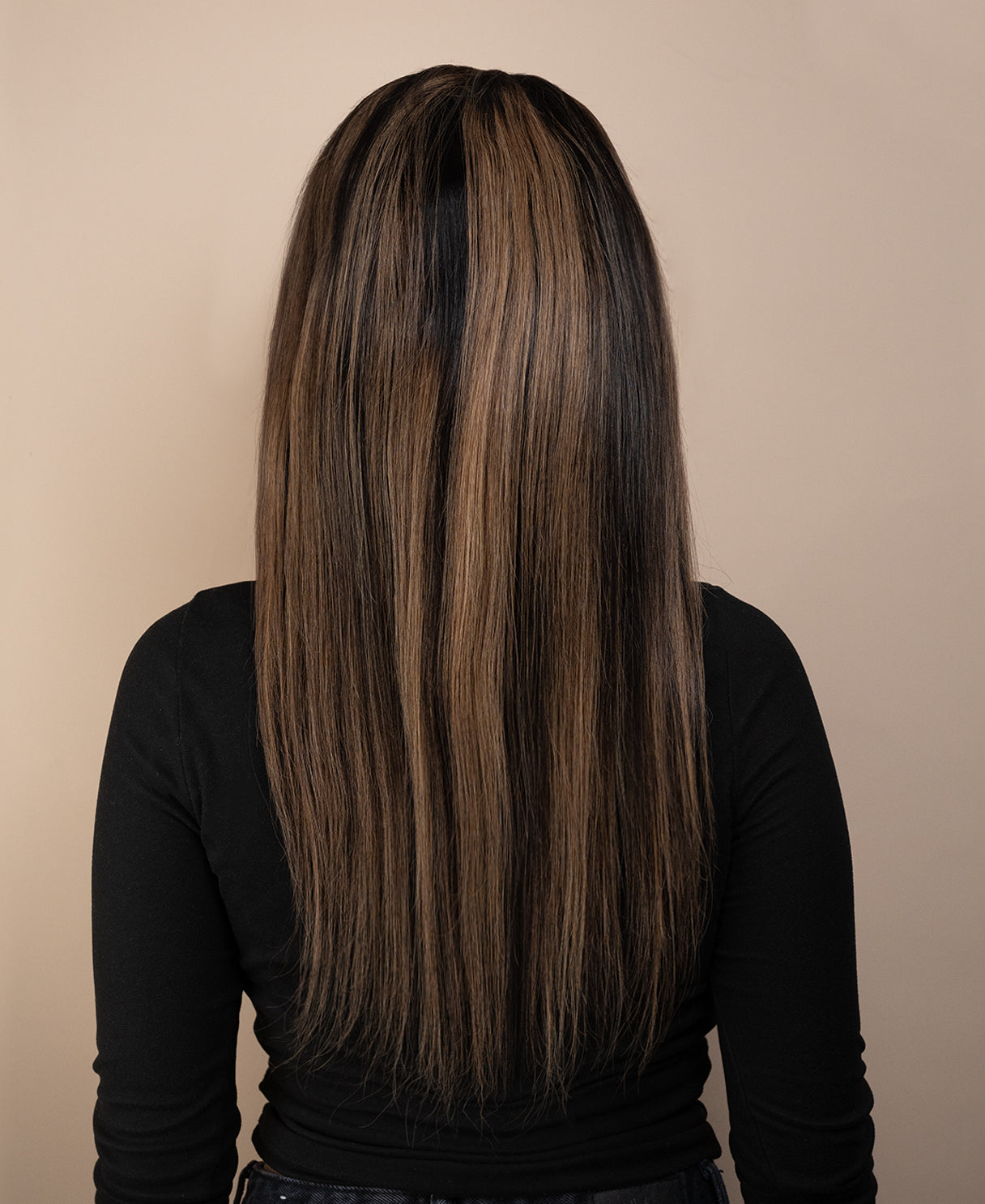 full lace human wig - 20" dark highlights.