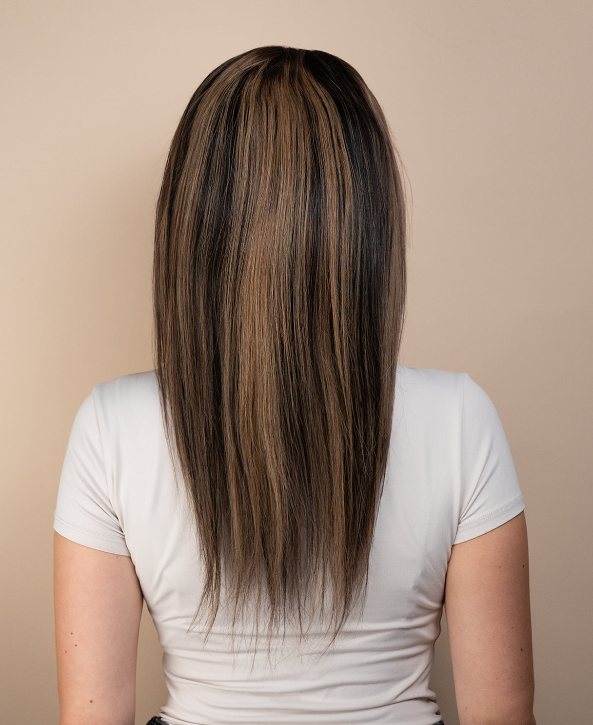 full lace human wig - 16" dark highlights.