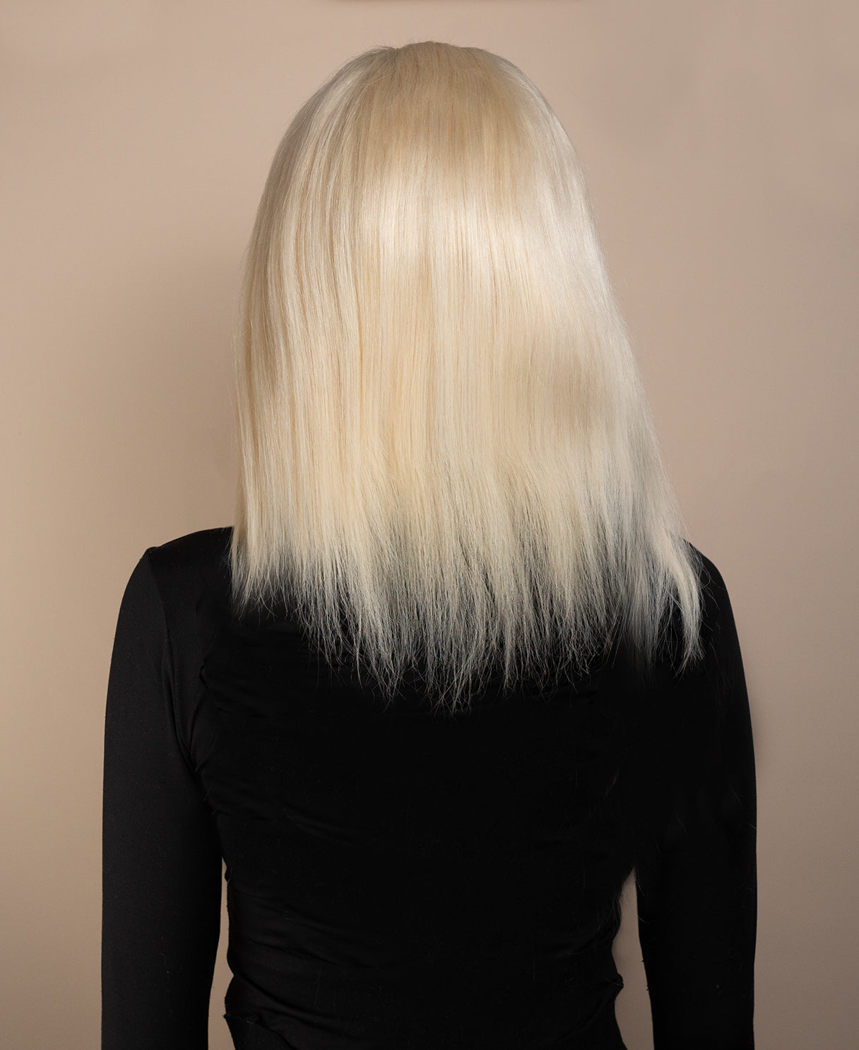 full lace human wig - 12" platinum blonde.