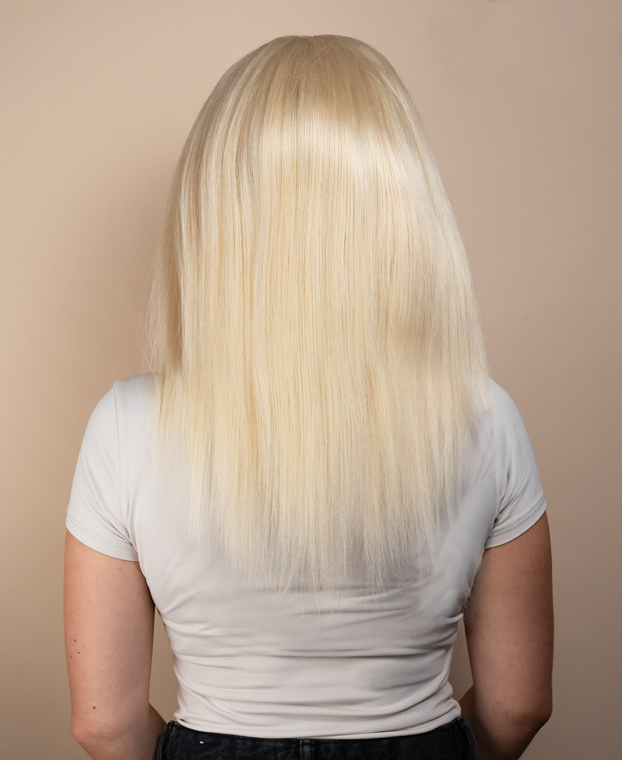 full lace human wig - 14" platinum blonde.