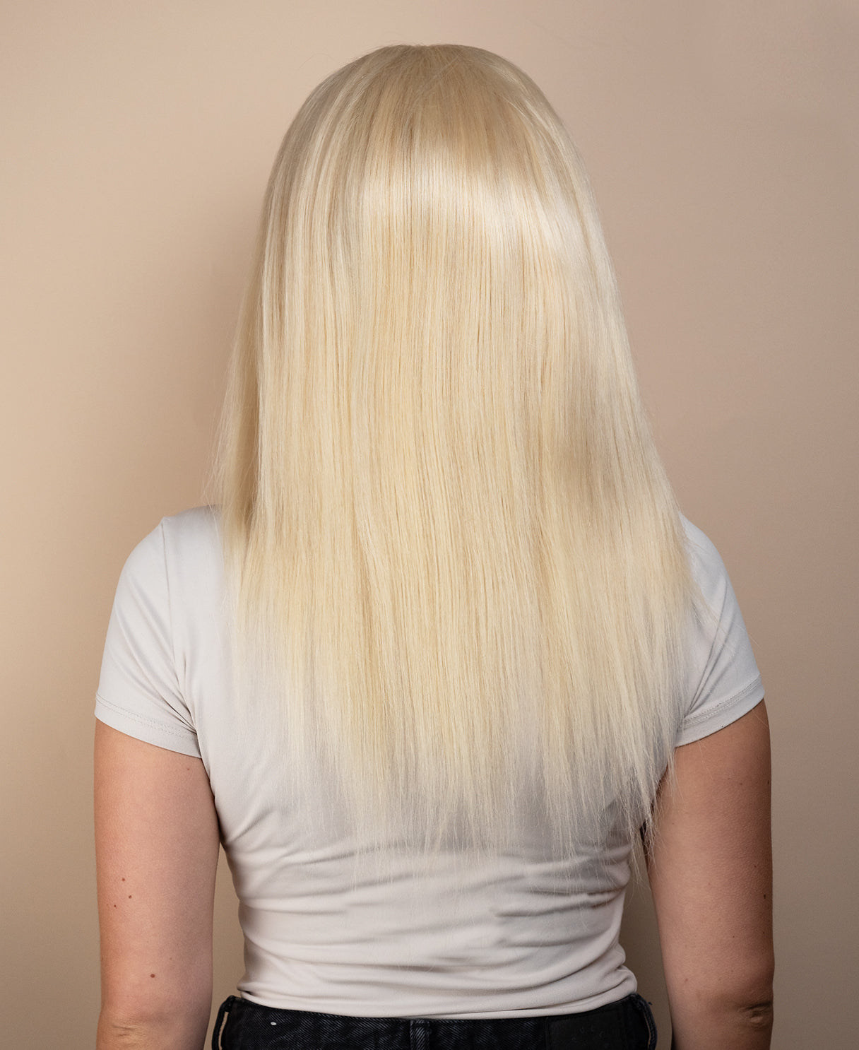 full lace human wig - 16" platinum blonde.