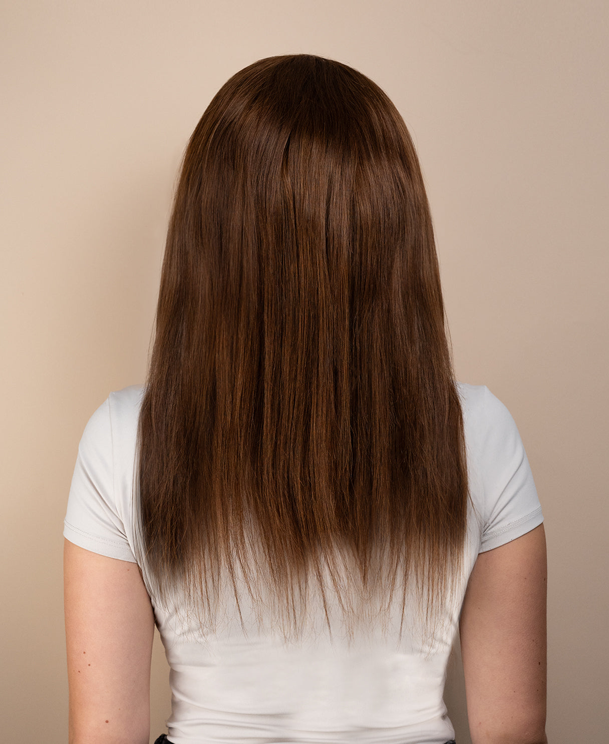 full lace human wig - 16" medium brown.