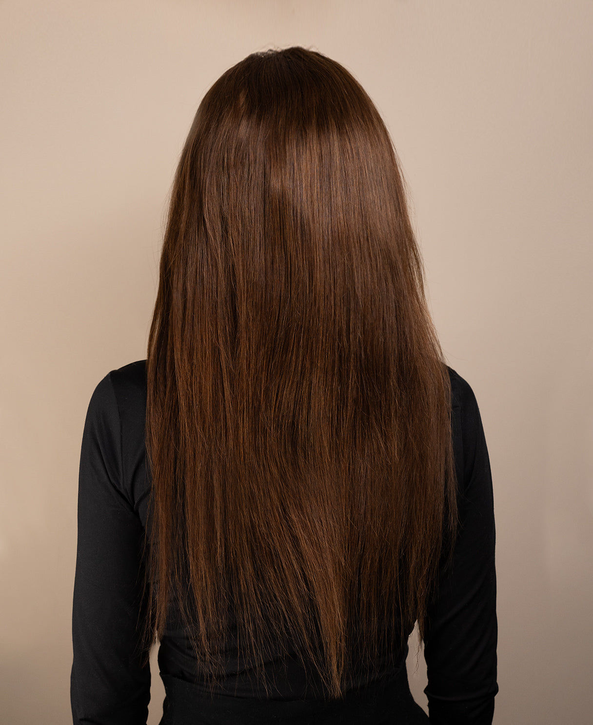 full lace human wig - 22" medium brown.