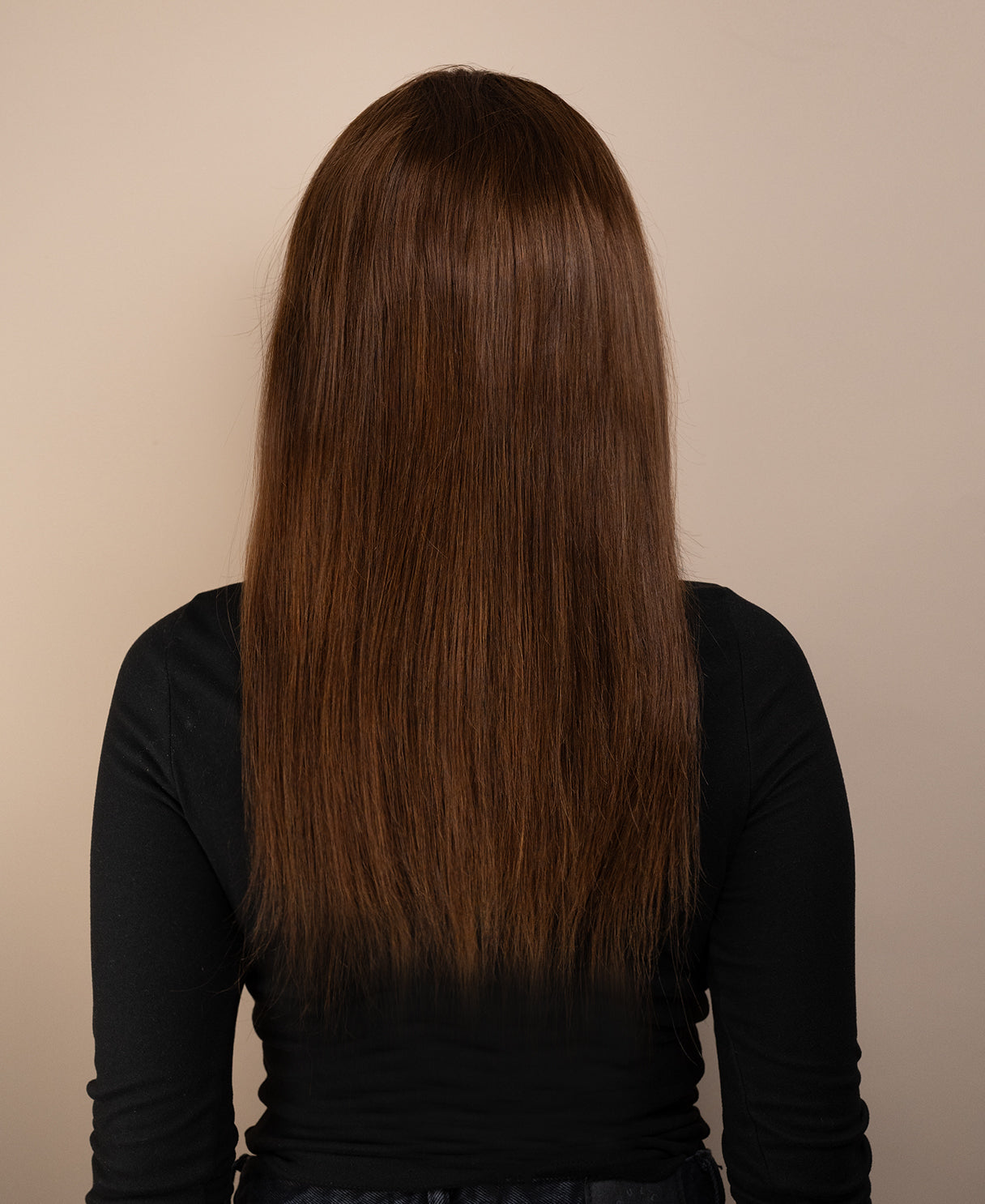 full lace human wig - 18" medium brown.