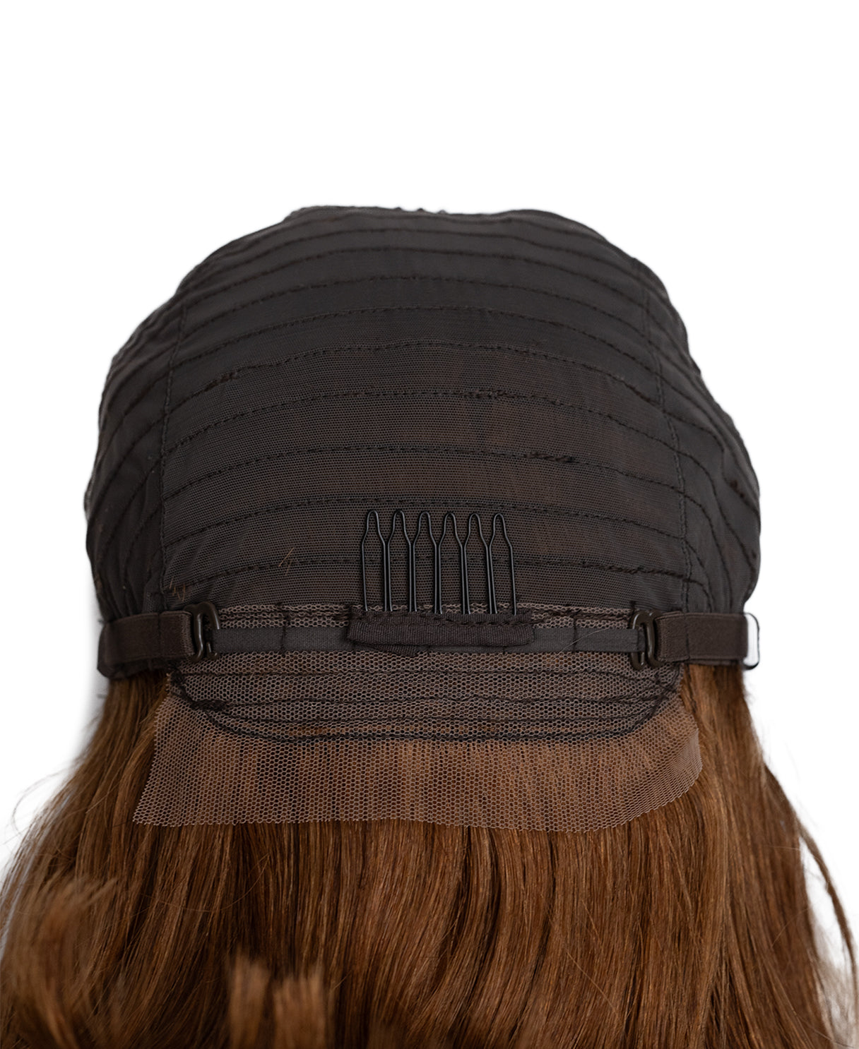 human hair wig with side bangs - 12" light brown.