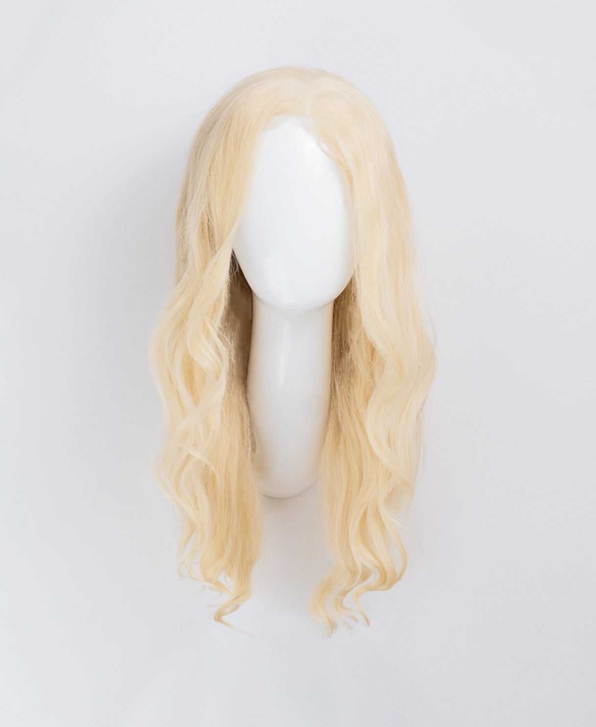 lace front human wig - 18" platinum blonde.