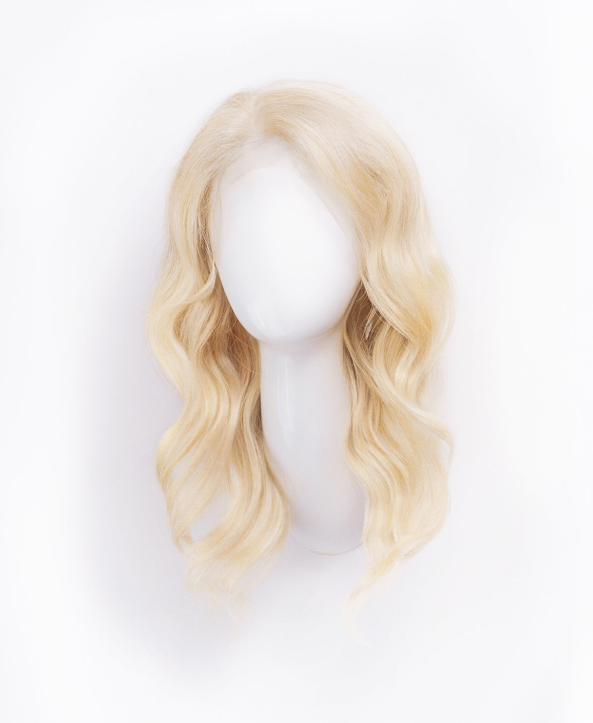 lace front human wig - 14" platinum blonde.