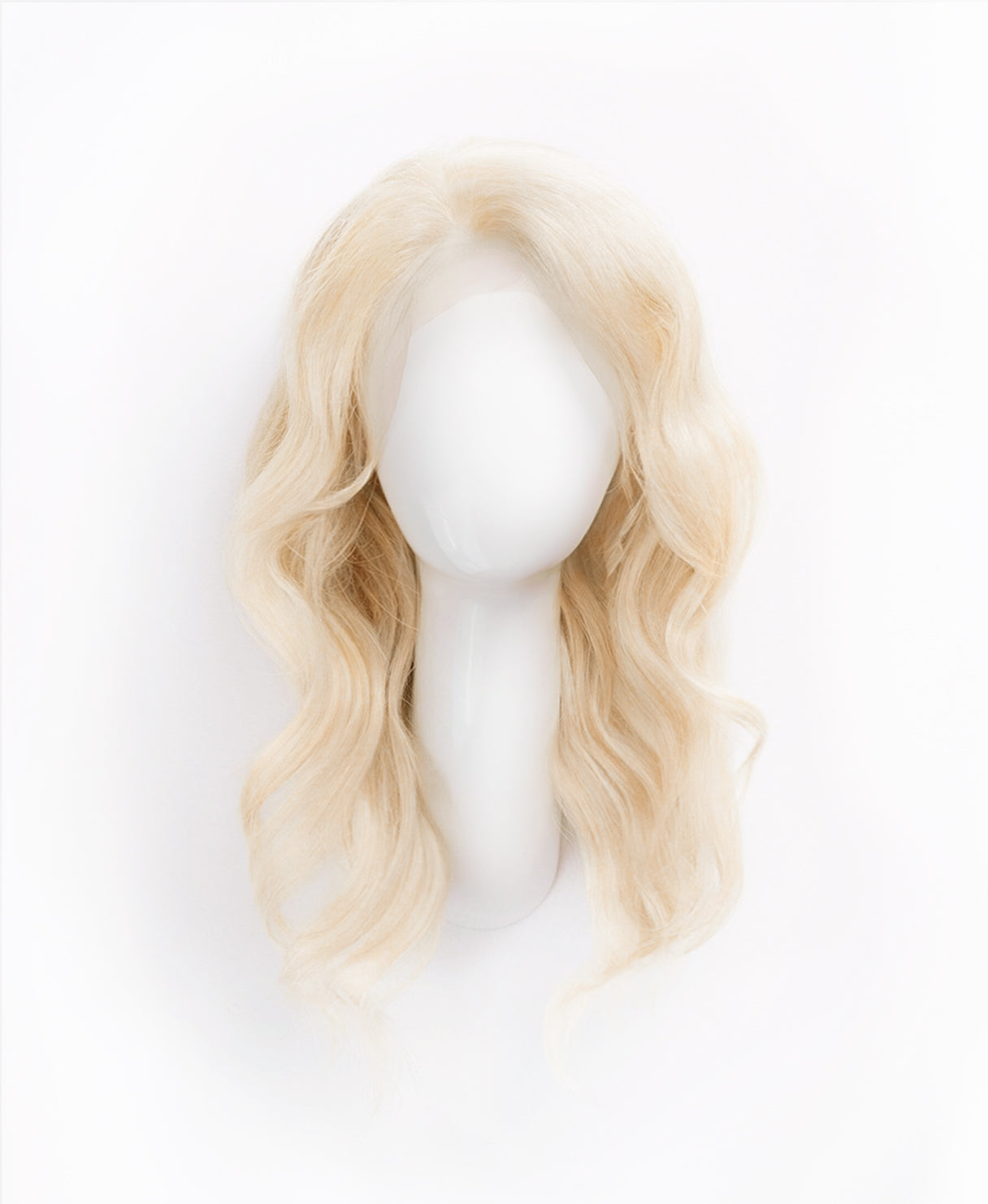lace front human wig - 14" platinum blonde.