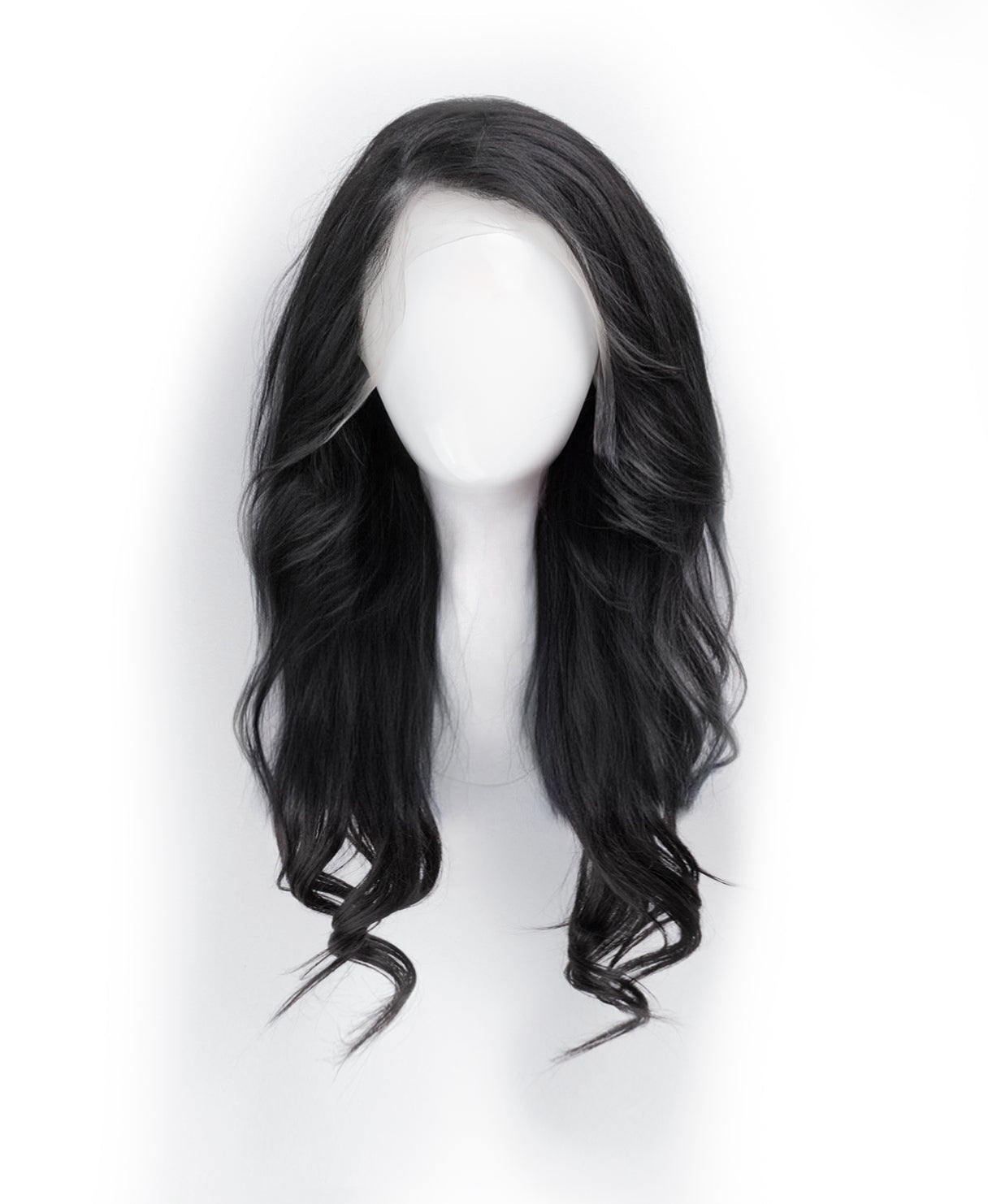 lace front human wig - 18" natural black.