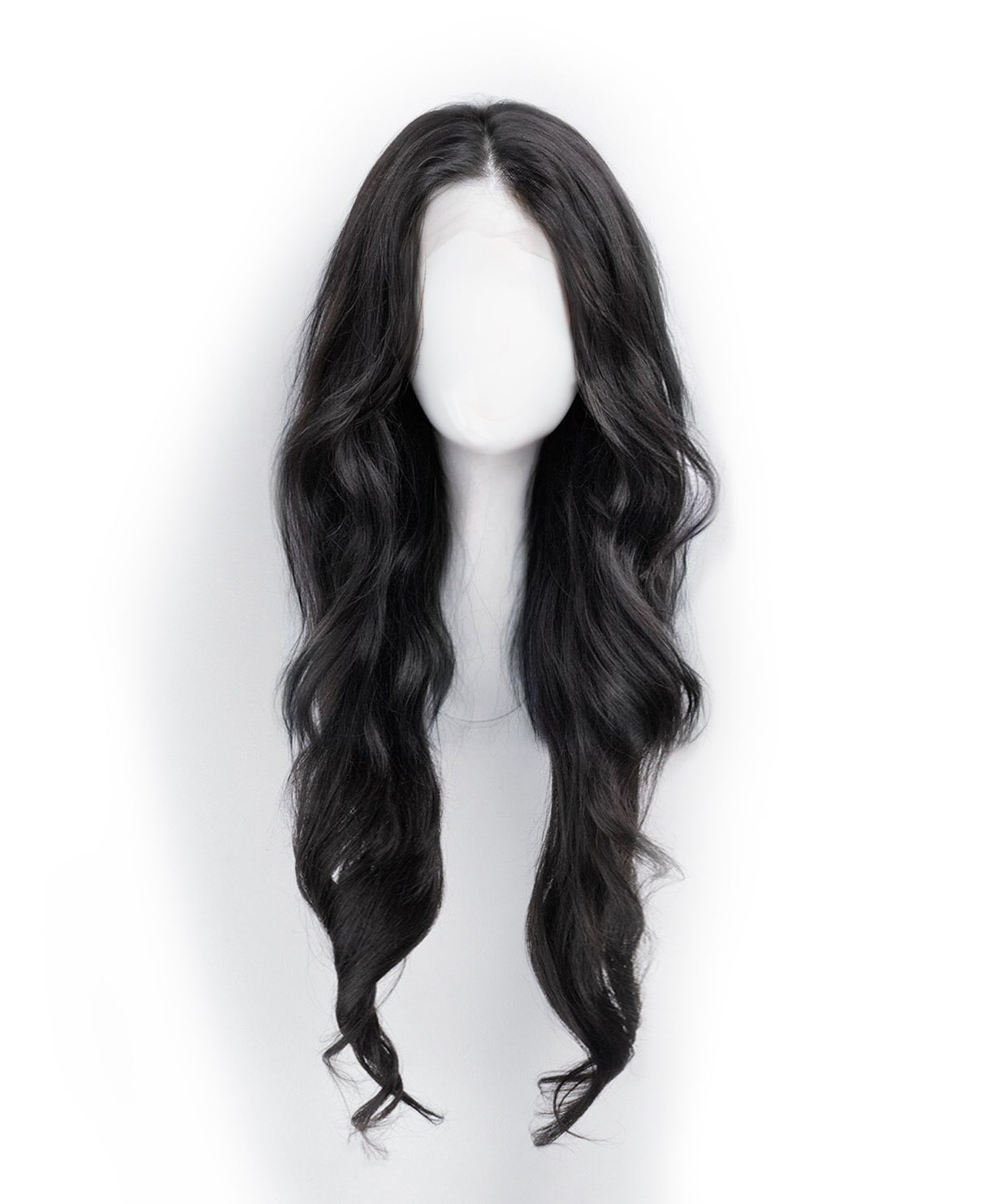 lace front human wig - 24" natural black.