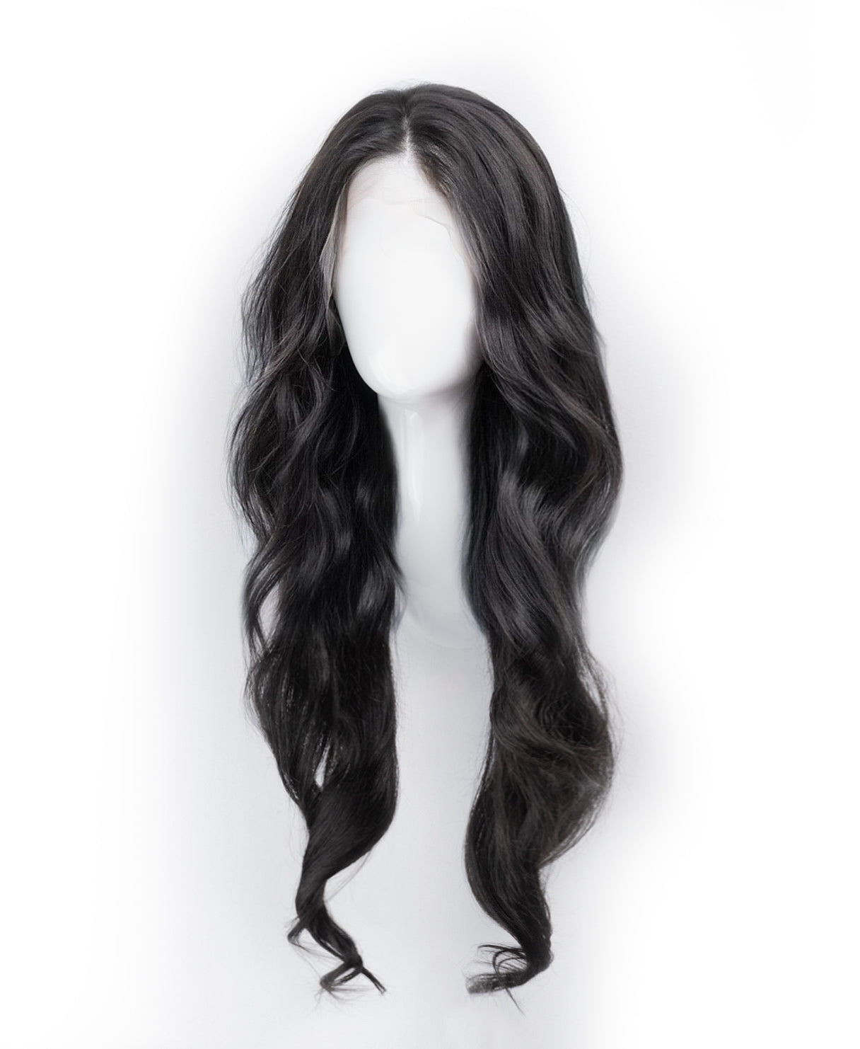 lace front human wig - 24" natural black.