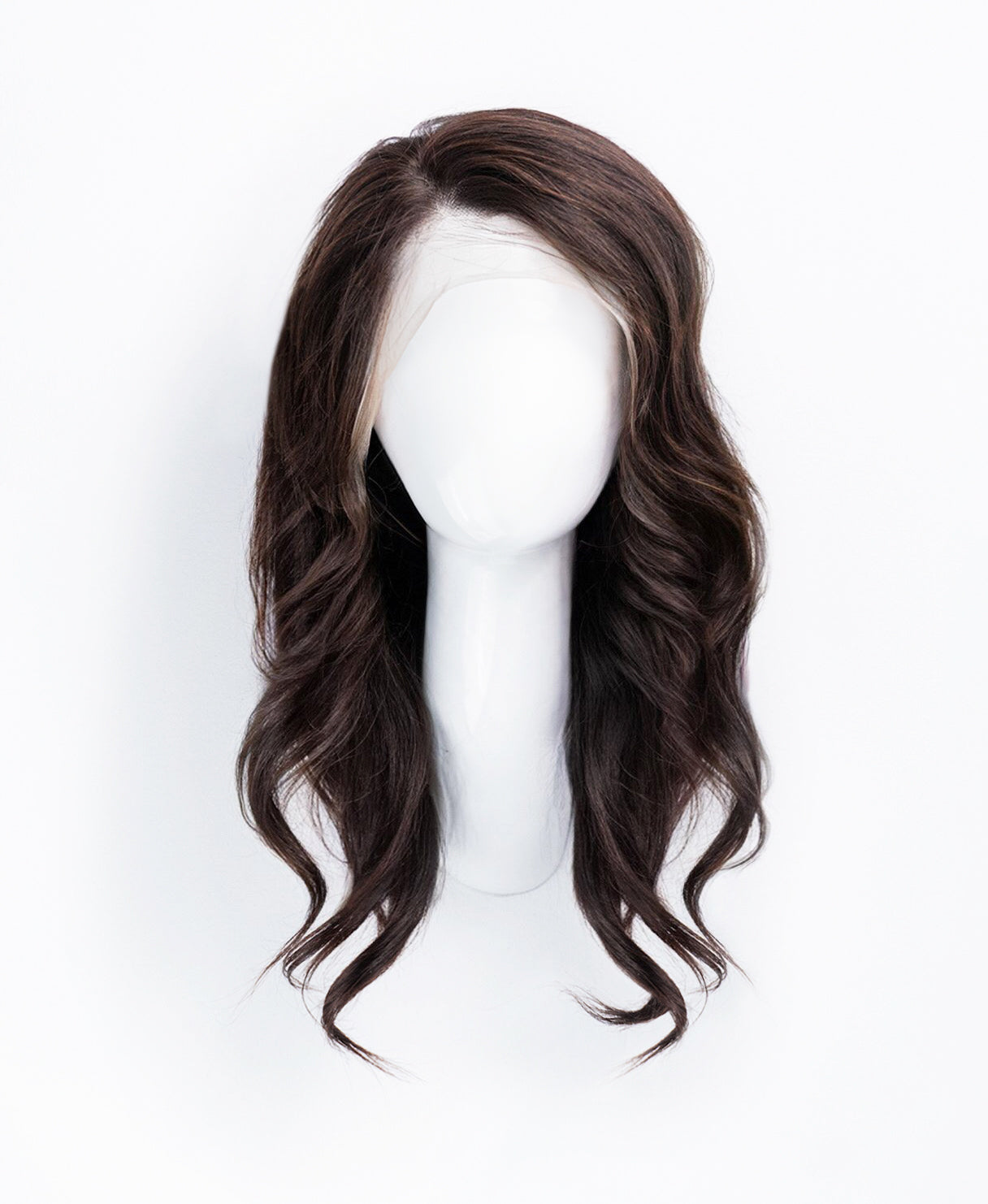 lace front human wig - 14" chocolate brown.
