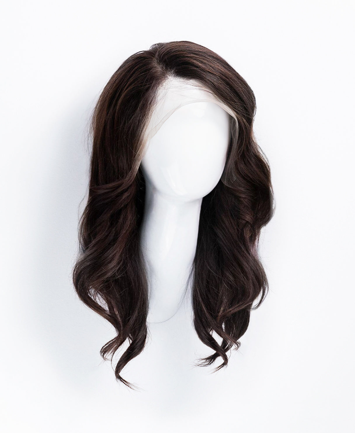 lace front human wig - 14" chocolate brown.