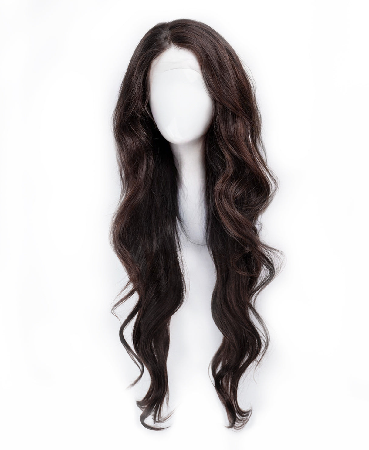 lace front human wig - 26" chocolate brown.