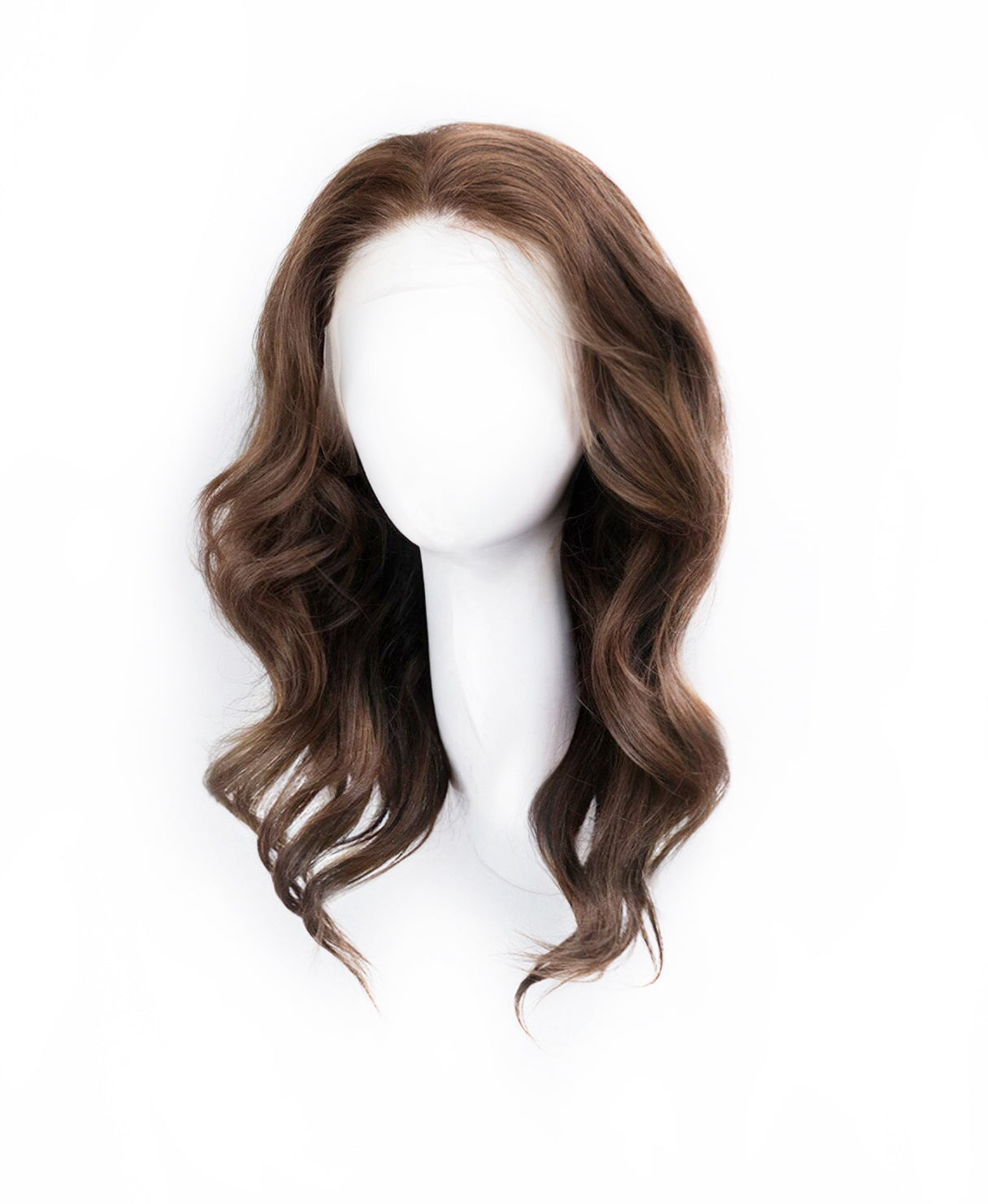 lace front human wig - 14" medium brown.